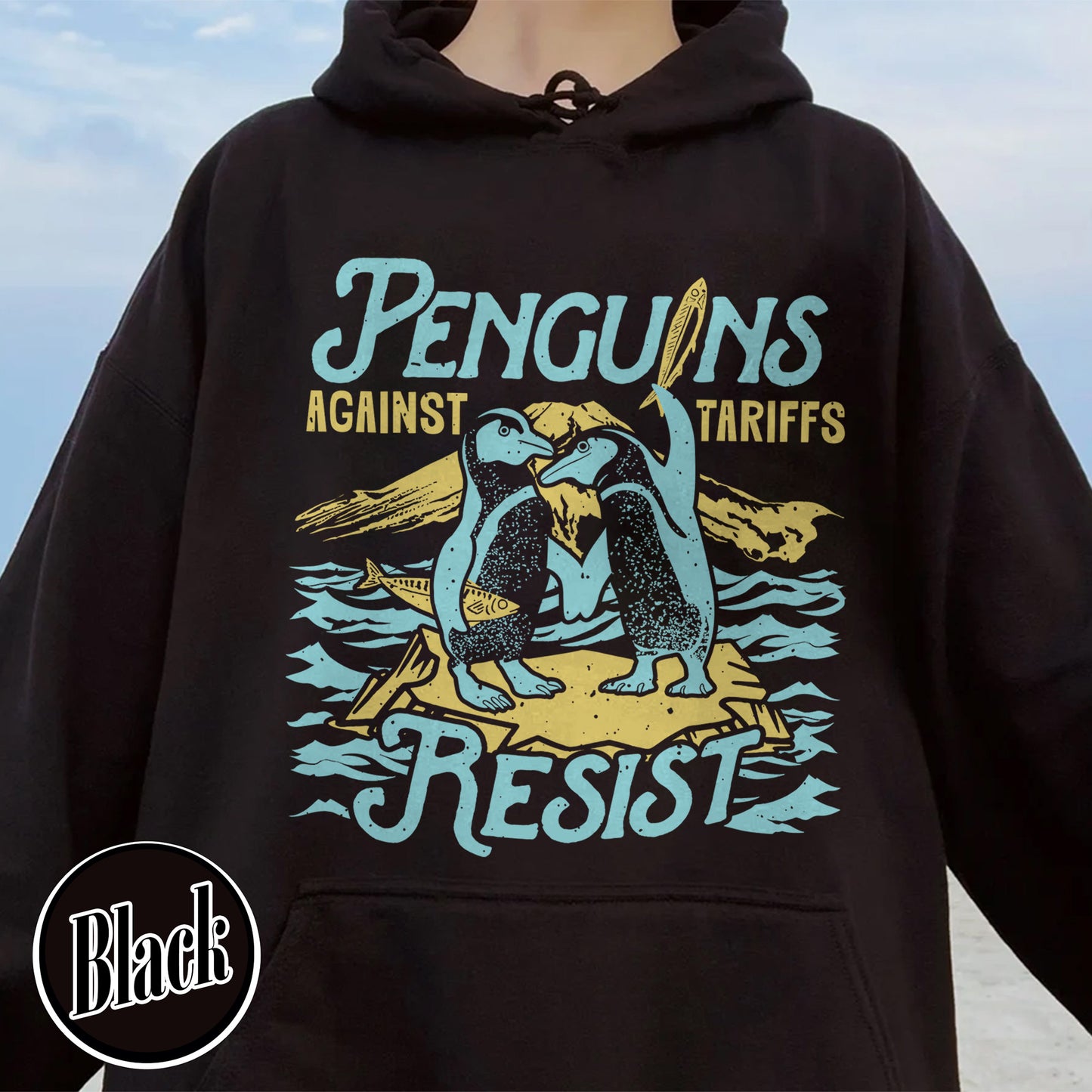 Penguins Hate Tariffs Hoodie, Flippers up Hoodie, Heard Island Hoodie, Subtle FDT Hoodie Resistance Protest, Penguins Against Tariffs Hoodie