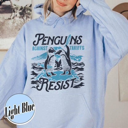 Penguins Hate Tariffs Hoodie, Flippers up Hoodie, Heard Island Hoodie, Subtle FDT Hoodie Resistance Protest, Penguins Against Tariffs Hoodie