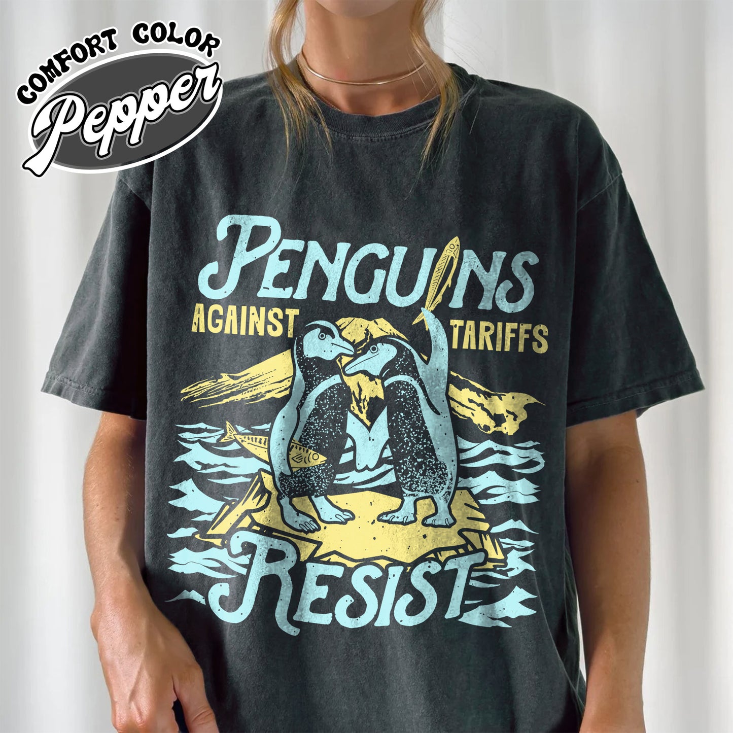 Penguins RESIST Comfort Color Shirt, Flippers up Tee, Heard Island Shirt, Subtle FDT Shirt