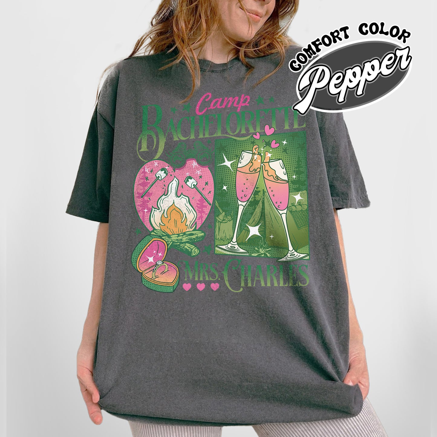 Bachelorette Comfort Color Shirt, Custom Camp Bachelorette Party Shirt, Hiking Bridal Party Shirt