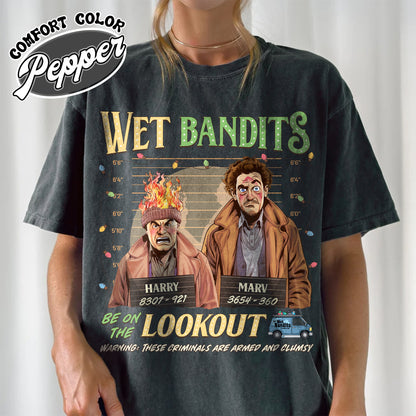 Wanted the Wet Bandits Comfort Color Shirt, Christmas Shirt, Retro Funny Christmas Shirt, Christmas 90s Movies Shirt, Christmas Movies, Merry Christmas