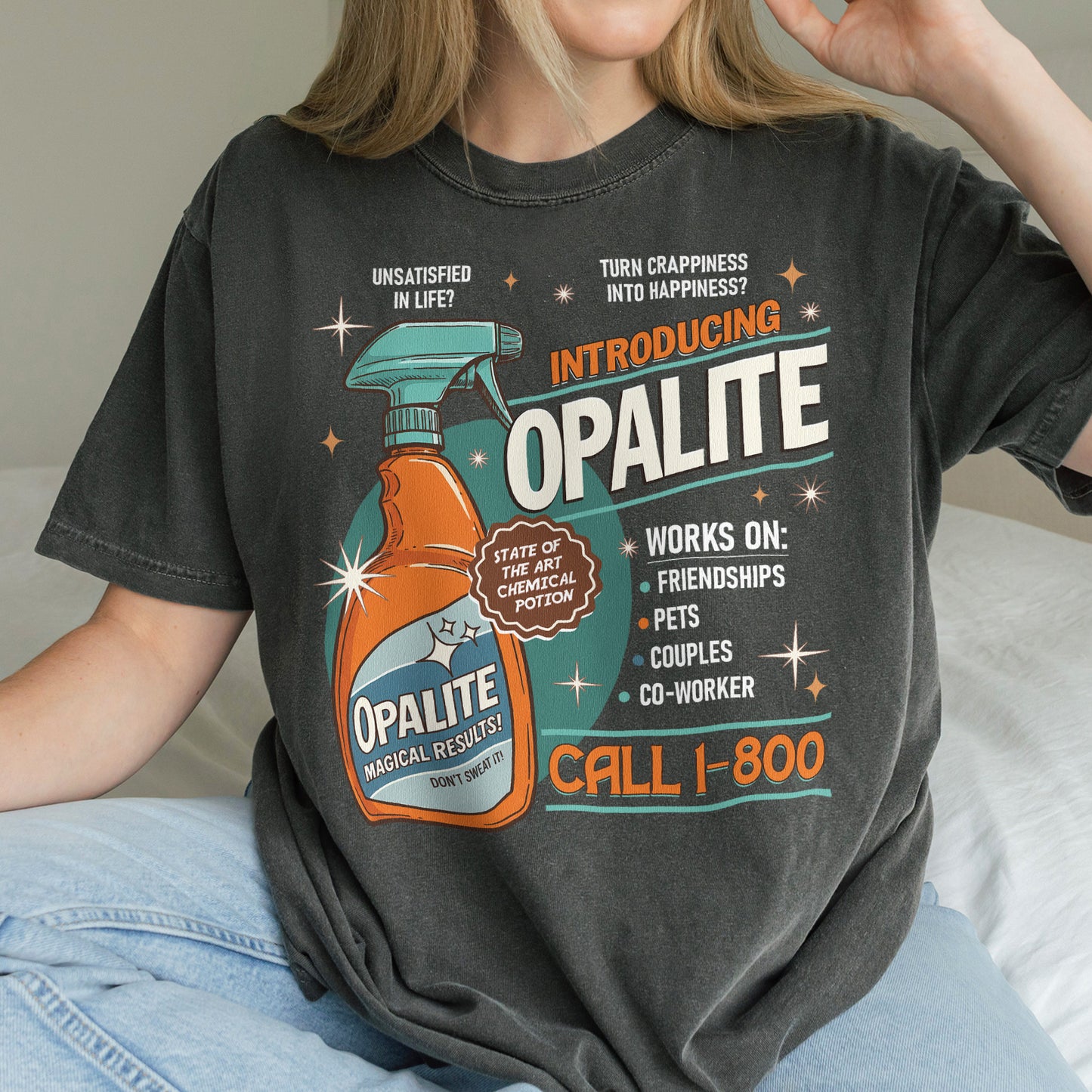 Opalite Spray Retro Graphic, Don't Sweat It, Magical Result, Showgirl Tshirt