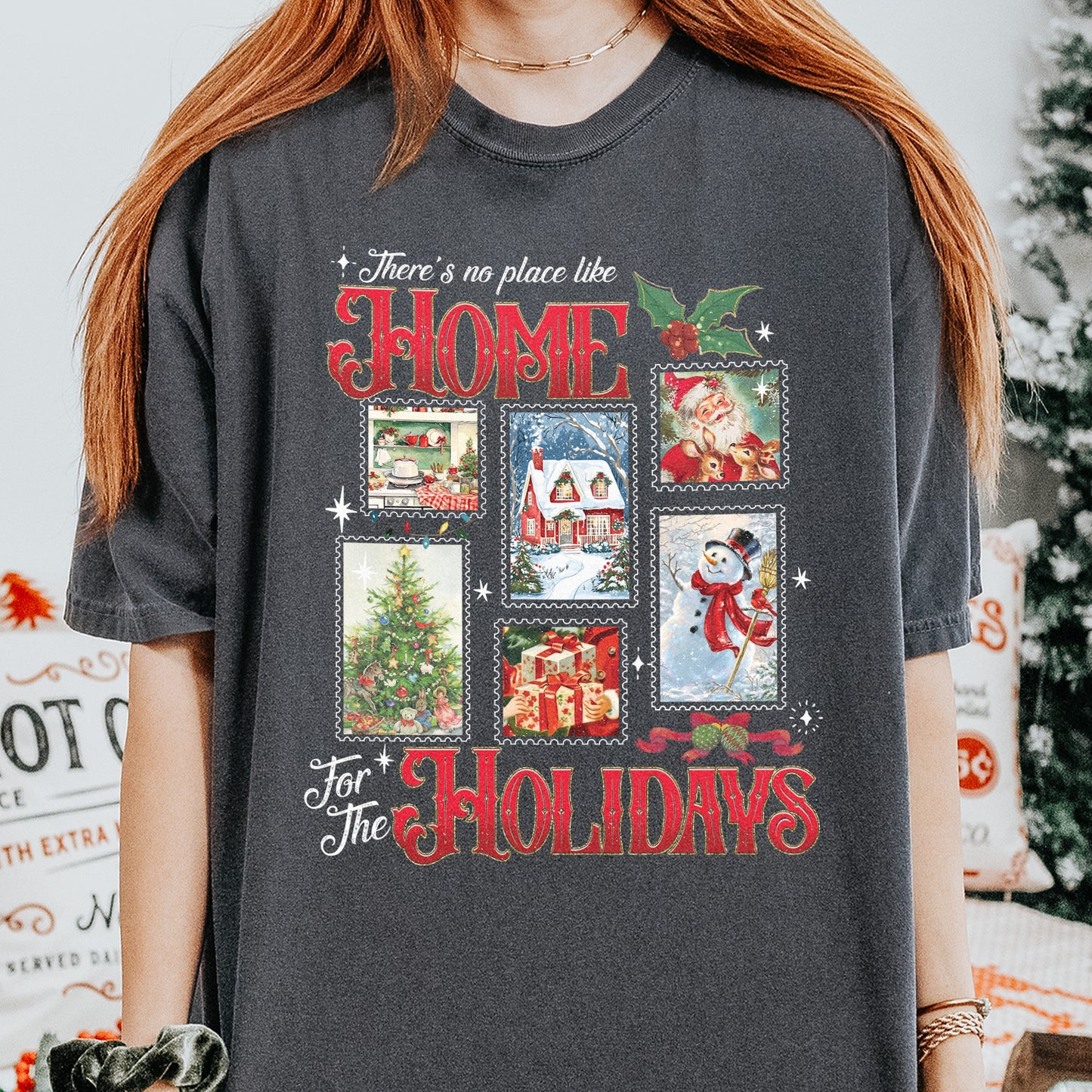 Home for the Holidays Shirt: Vintage Christmas Shirt, Merry Xmas Shirt, Festive Family Xmas Shirt