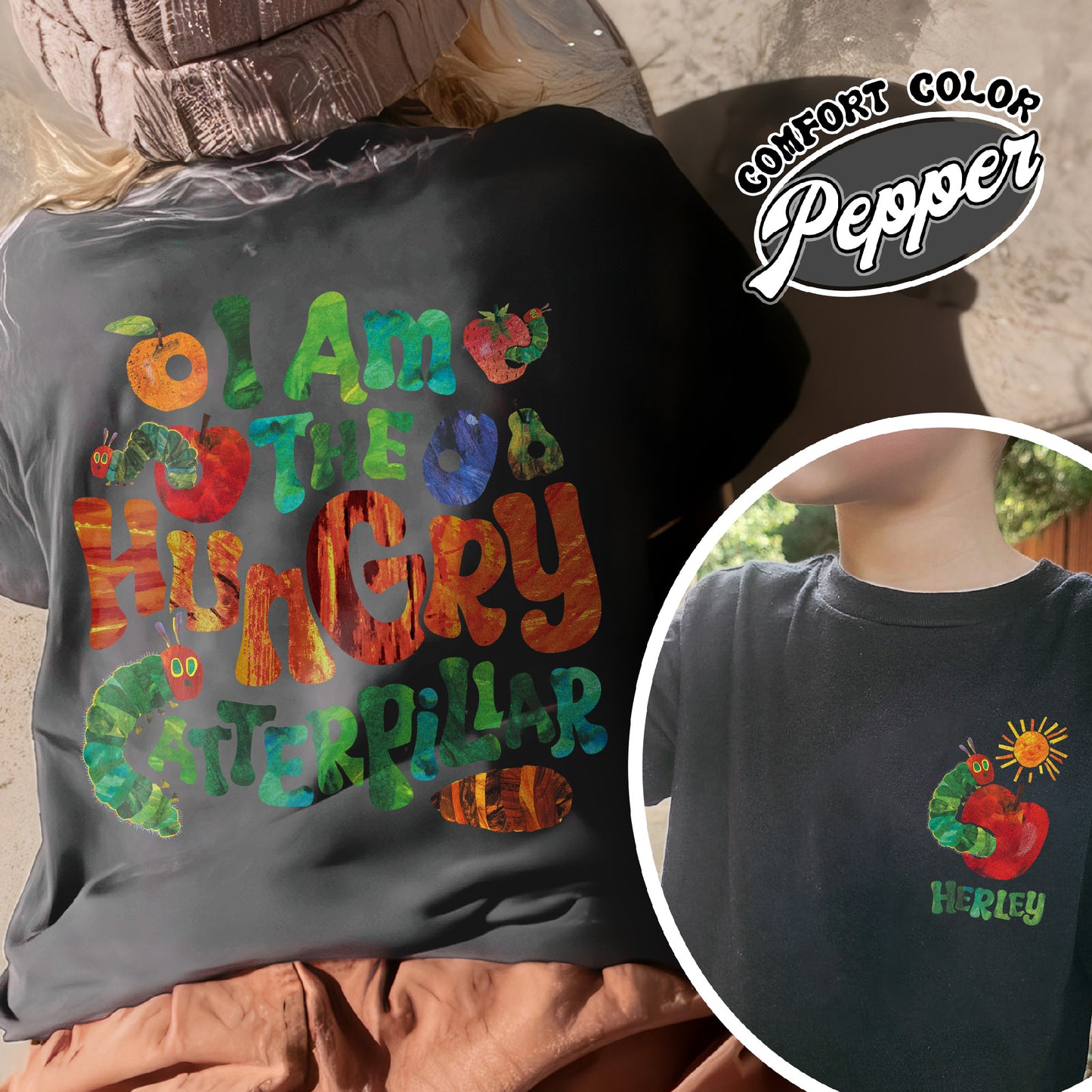 Custom Family Comfort Colors Shirt, Matching, Hungry Caterpillar, Back to School, Baby First Birthday