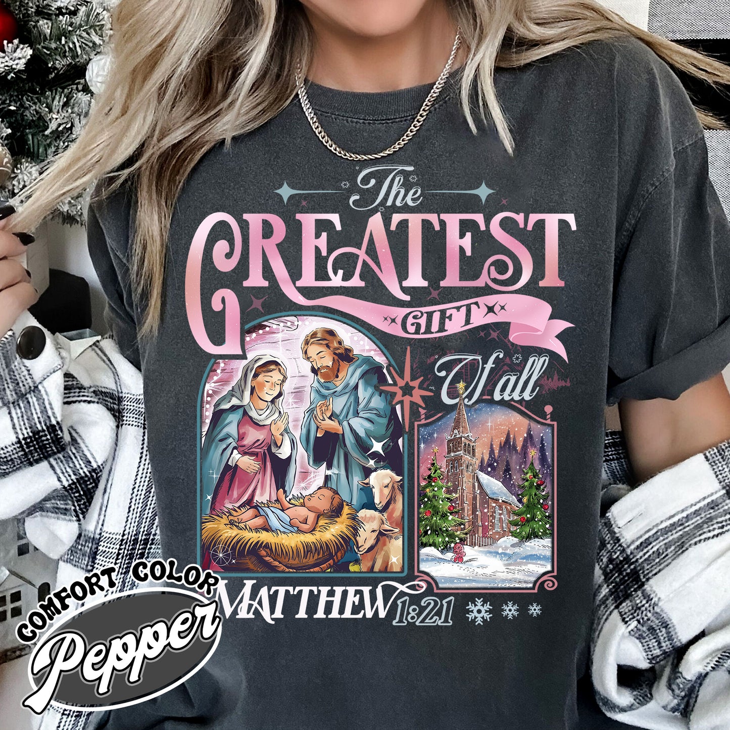 The Greatest Gift of All Shirt, Christmas Family Shirt With the Nativity, Christian Christmas Shirts Family, Christmas Nativity Shirt