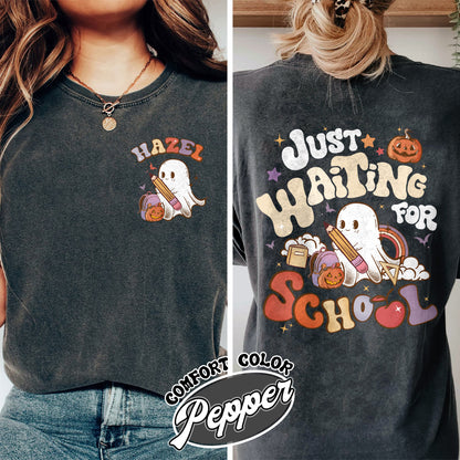 Waiting For Comfort Colors Shirt, Custom Halloween Teacher Shirts, Cute Ghost Teacher Halloween Shirt, Spooky Teacher Shirt, Spooky Season Shirt