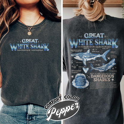 Great White Shark Anatomy Comfort Colors Shirt, Shark Shirt, Great White Shark Biology Shirt, Great White Shark Drawing,Marine Biology Shirt