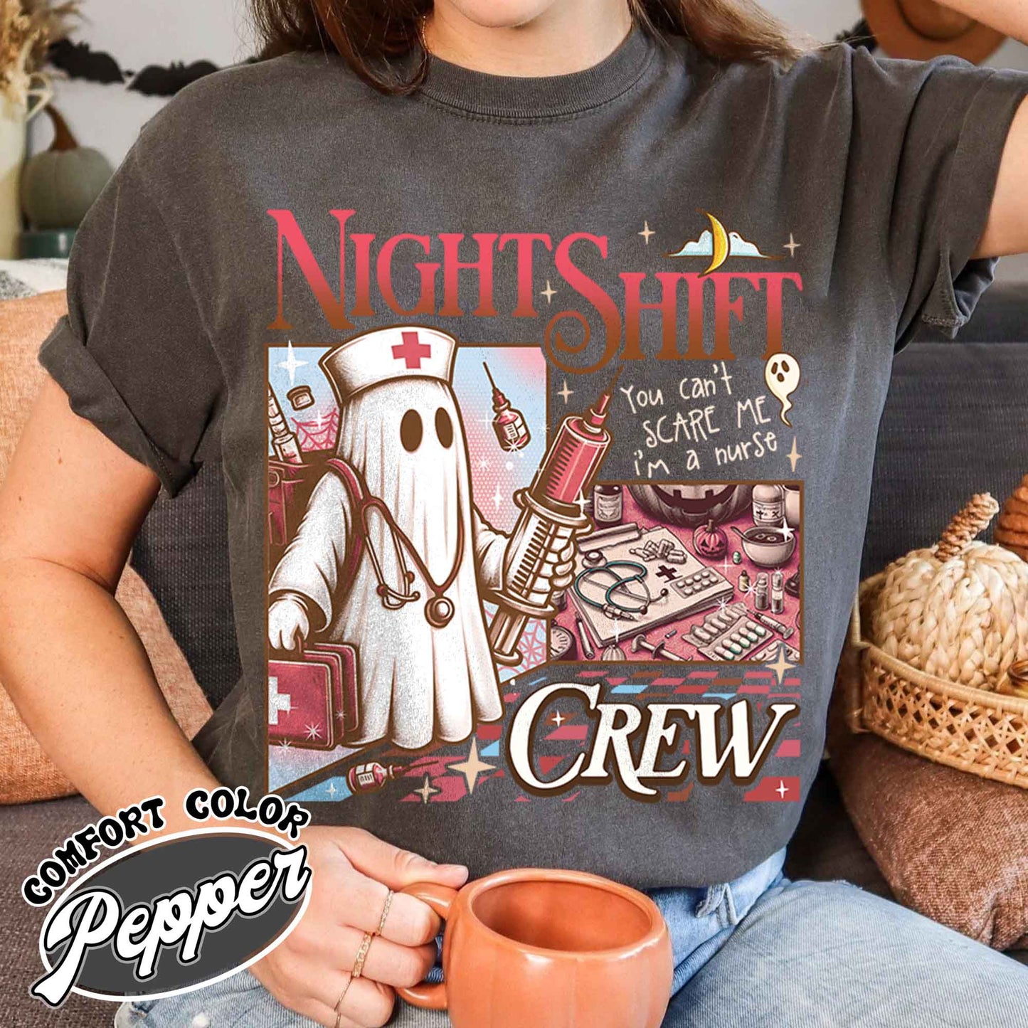 Night Shift Crew Ghost Shirt, Night Shift Crew Halloween Shirt, Halloween Night Shift Crew, Registered Nurse Halloween Shirt, Halloween RN Shirt