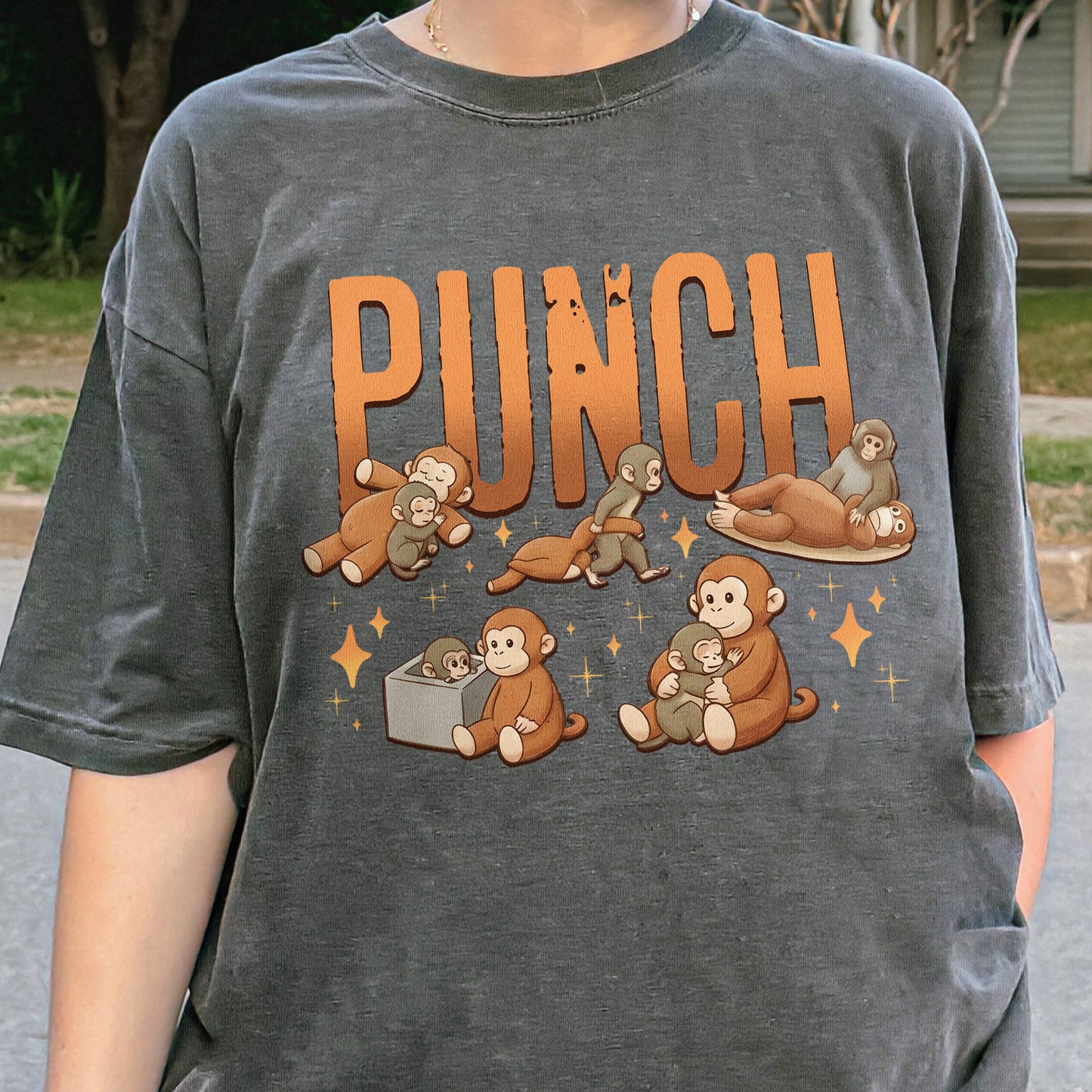 Monkey Punch Cute - Funny Kawaii Monkeys Graphic - Animals Monkeys Lovers Tshirt