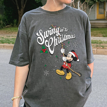 Swing Into Christmas Shirt: Funny Mickey Christmas Tee, Cute Holiday Shirt, Festive Disney Christmas Outfit Tshirt