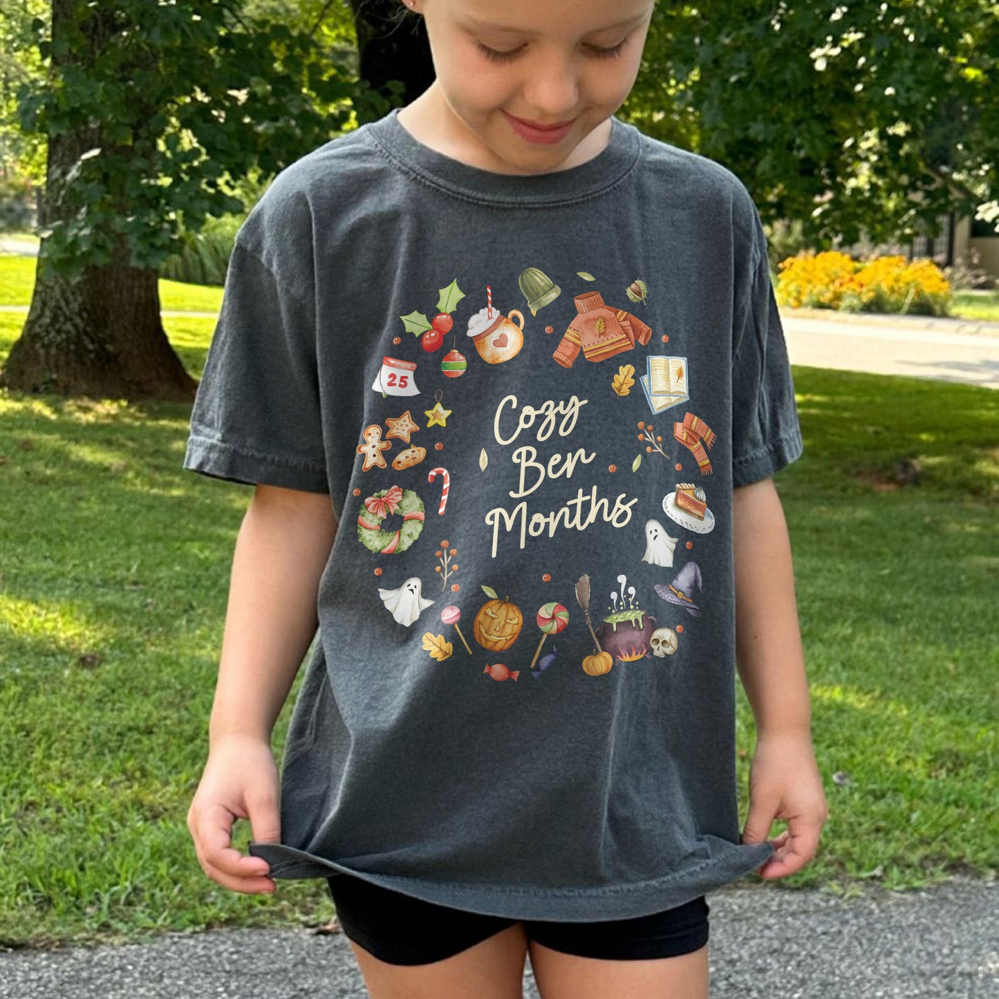 Cozy Ber Months Shirt, Fall Winter Seasonal Tee, Autumn Halloween Thanksgiving Christmas Top Youth Tshirt