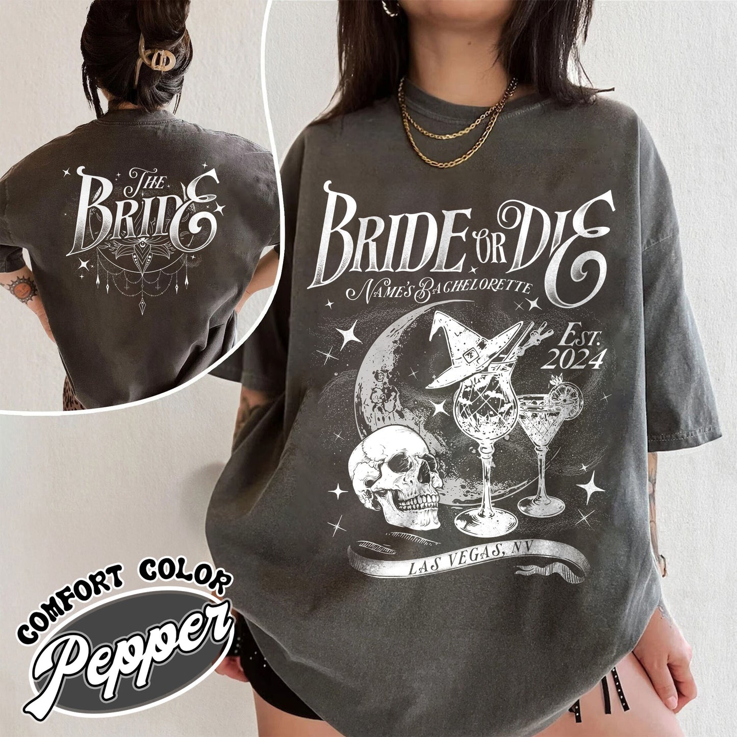 Bride or Die Shirts, ’til Death Do Us Party, Personalized Bachelorette Shirt, Witchy Bachelorette Shirt, Halloween Bachelorette Party Shirts