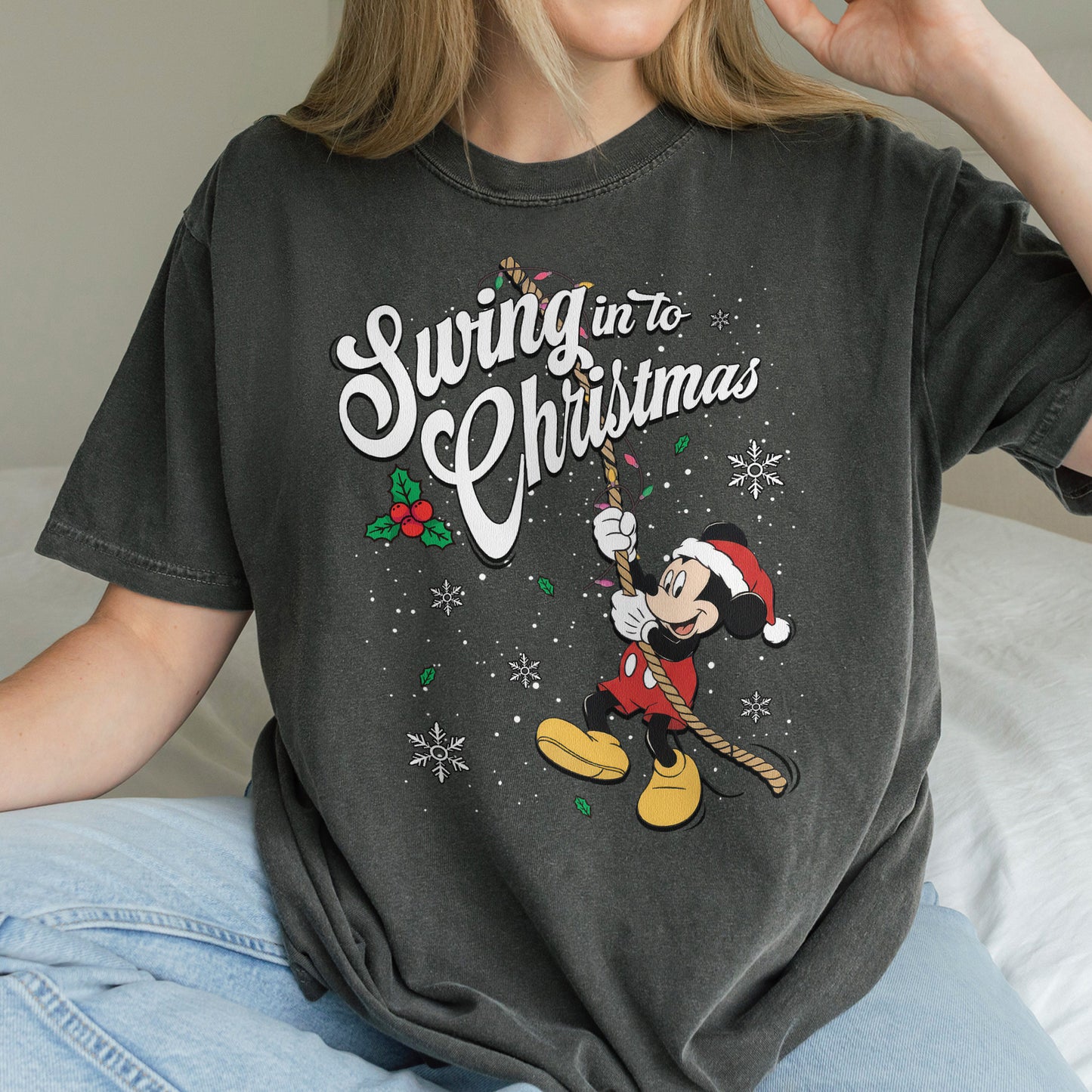 Swing Into Christmas Shirt: Funny Mickey Christmas Tee, Cute Holiday Shirt, Festive Disney Christmas Outfit Tshirt
