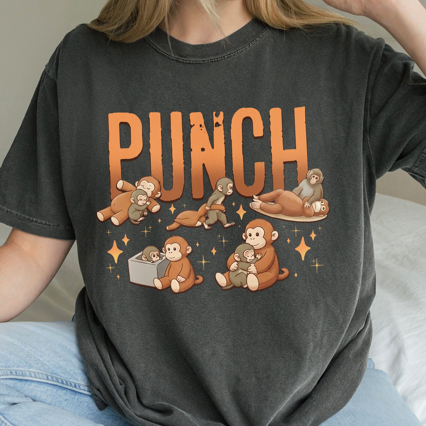 Monkey Punch Cute - Funny Kawaii Monkeys Graphic - Animals Monkeys Lovers Tshirt