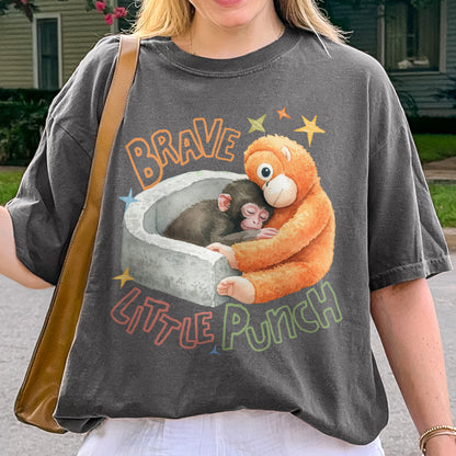 Punch the Monkey, Hang In There Punch, Team Punch, Baby Monkey Holding Plush Toy, Animal Lover Gift Tshirt