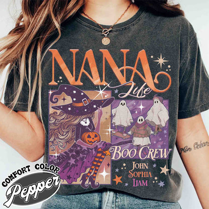 Custom Halloween Nana Witch Shirt, Personalized Halloween Mama Shirt, Spooky Mama Shirt, Spooky Mom Shirt, Halloween Shirt, Custom Name Halloween