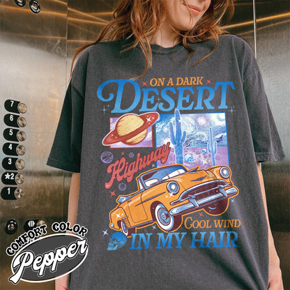 Adventure Camping Comfort Color Shirt, on a Dark Desert Highway Shirt, Desert Shirt