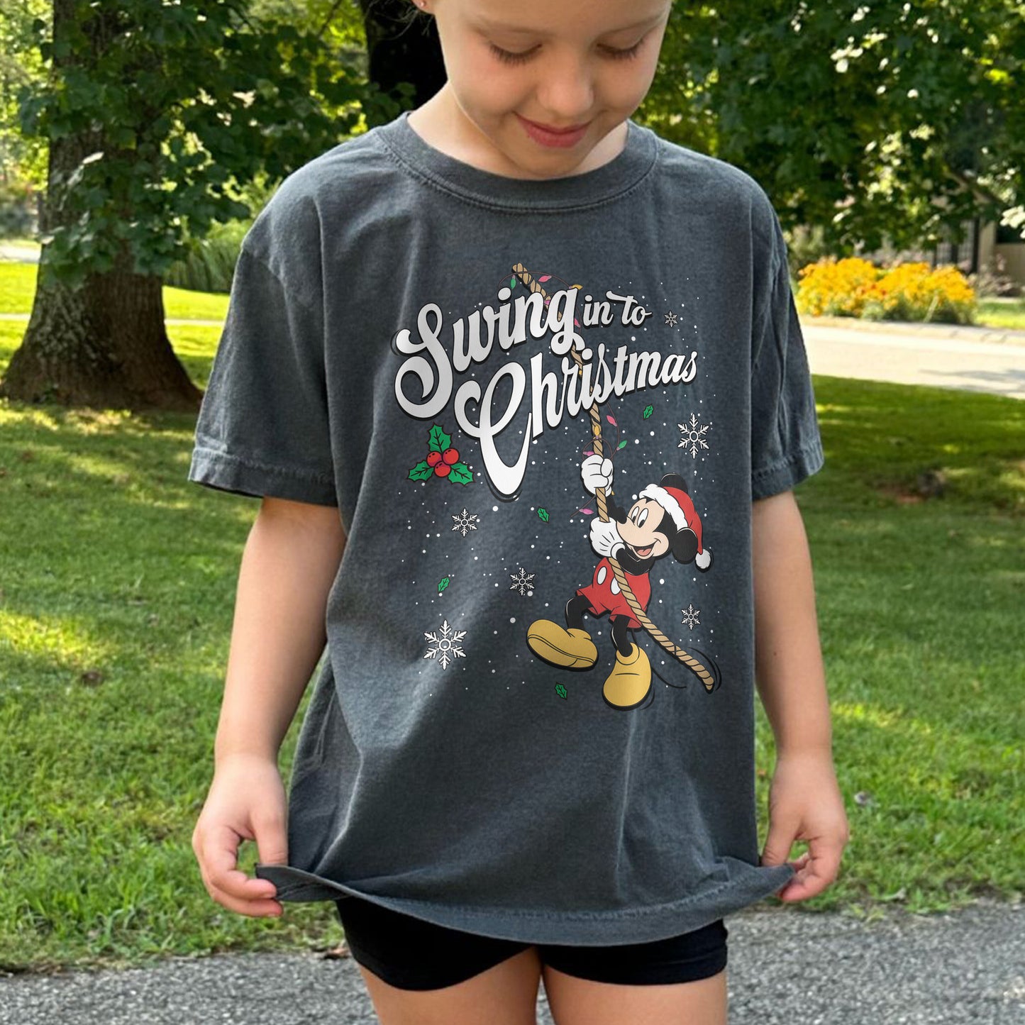 Swing Into Christmas Shirt: Funny Mickey Christmas Tee, Cute Holiday Shirt, Festive Disney Christmas Outfit Youth Tshirt