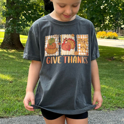 Thanksgiving Holiday, Give Thanks Coquette, Fall Pumpkin Turkey, Grateful Thankful Blessed, Autumn Gift Youth Tshirt