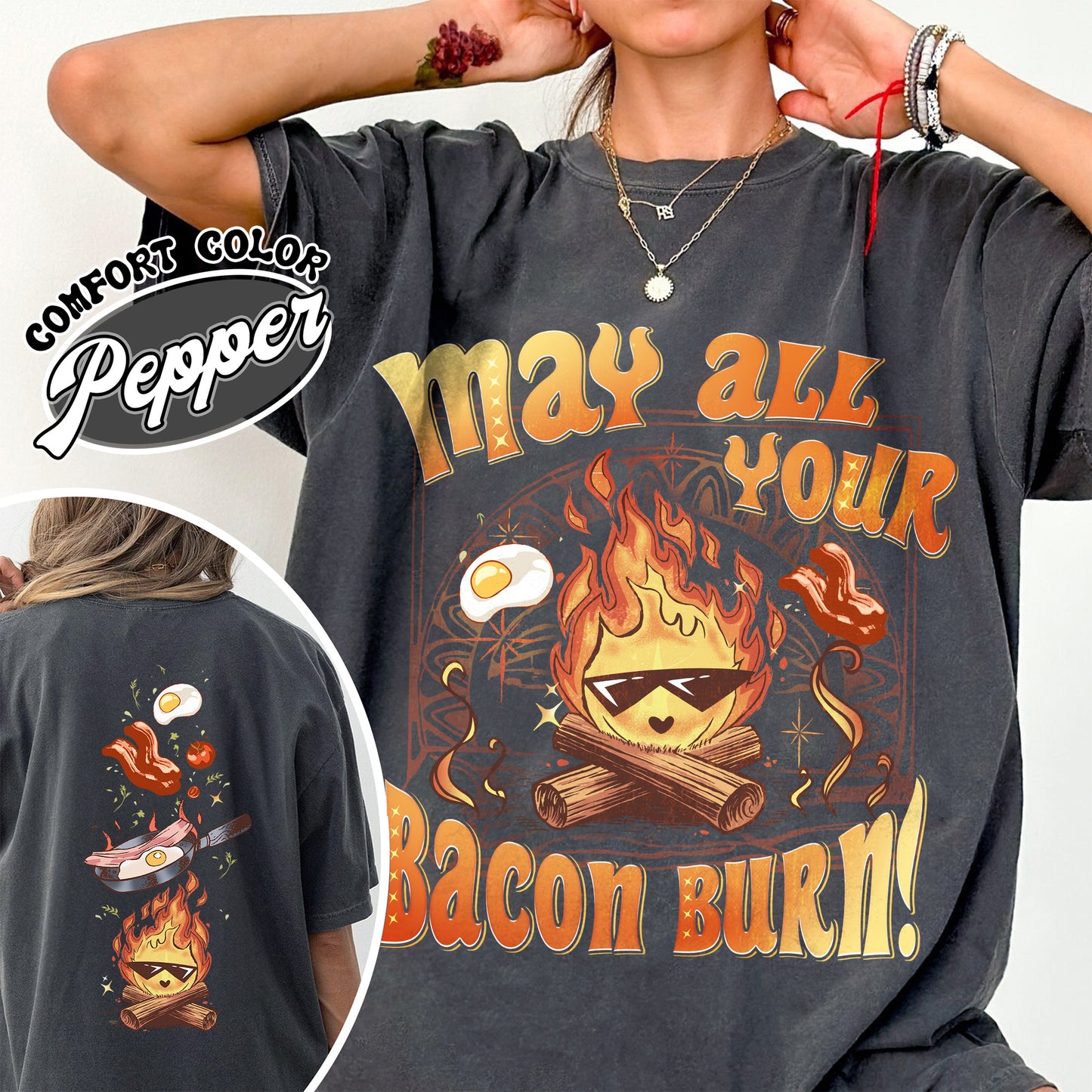 May All Your Bacon Burn Shirt, Move Castle Shirt, Bed and Breakfast Tshirt, Anime Shirt, Anime Fan Gift, Kawaii Fire Shirt, Fire Demon Shirt