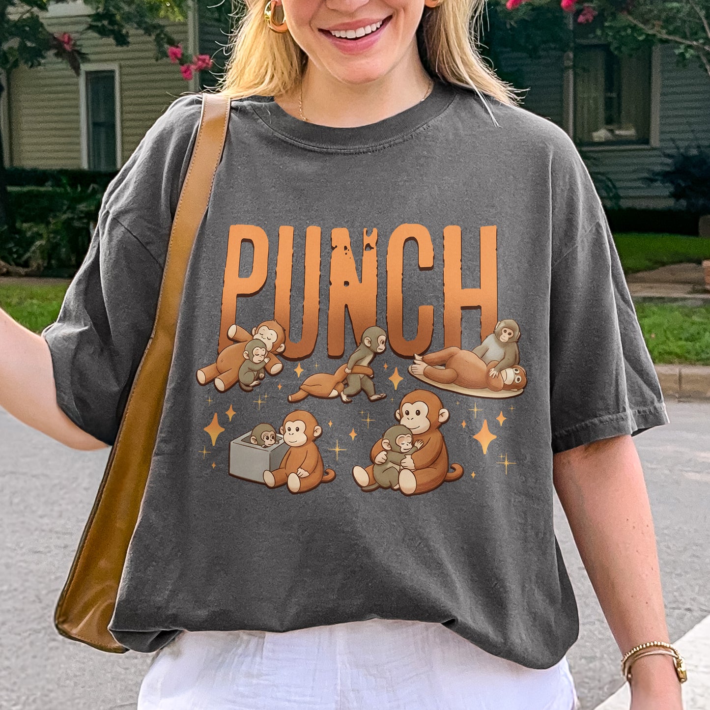 Monkey Punch Cute - Funny Kawaii Monkeys Graphic - Animals Monkeys Lovers Tshirt