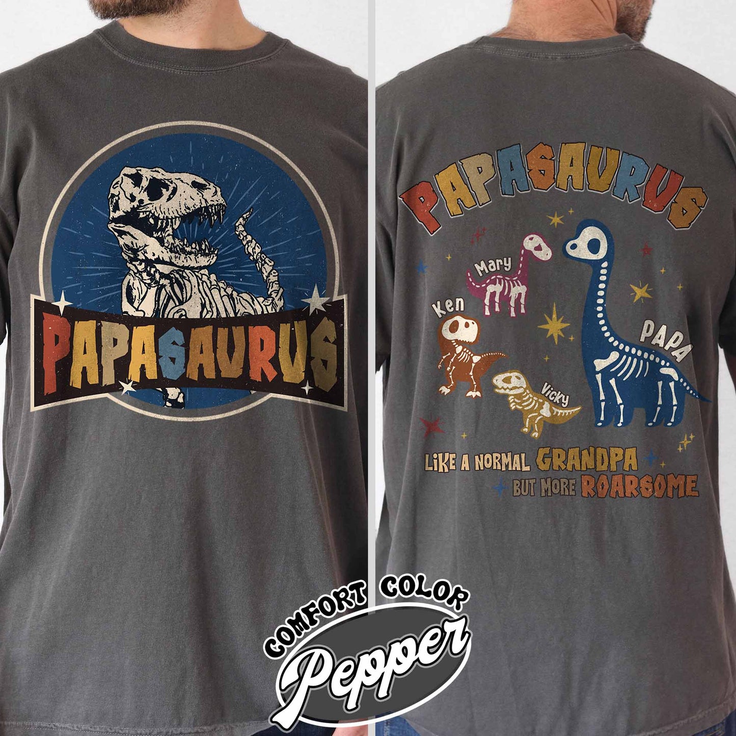 Papasaurus Shirt, Custom Papasaurus Shirt, Personalized Grandpasaurus Like a Normal Grandpa but More Roarsome Shirt, Papa Shirt, Fathers Day