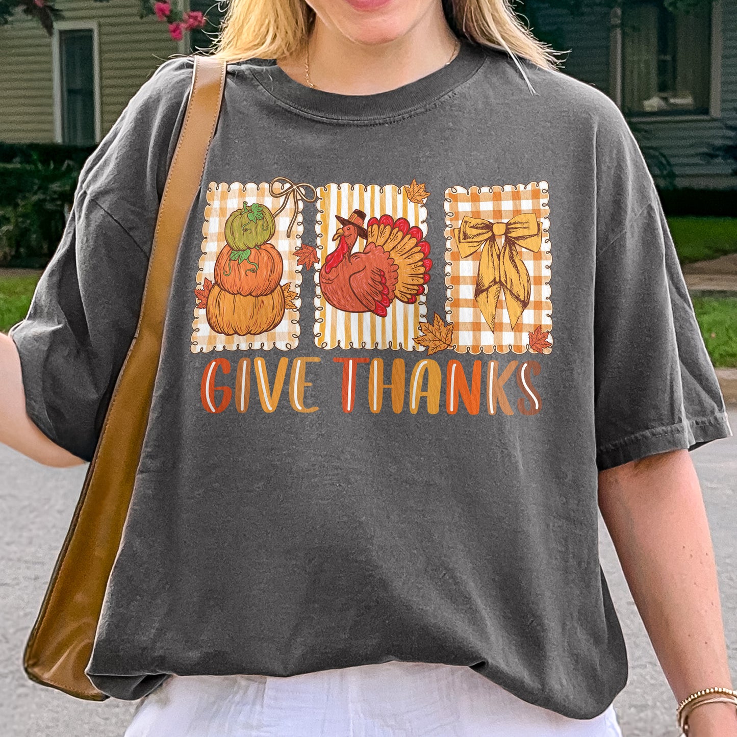 Thanksgiving Holiday, Give Thanks Coquette, Fall Pumpkin Turkey, Grateful Thankful Blessed, Autumn Gift Tshirt