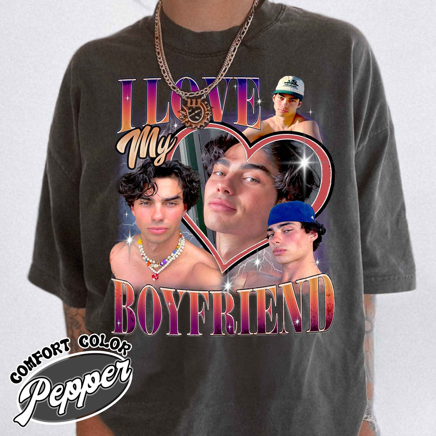 I Love My Boyfriend Shirt, I Love My Boyfriend Shirt Custom, Retro Rap Tee, Gift for Boyfriend, Vintage Graphic 90s Tshirt, Custom Photo