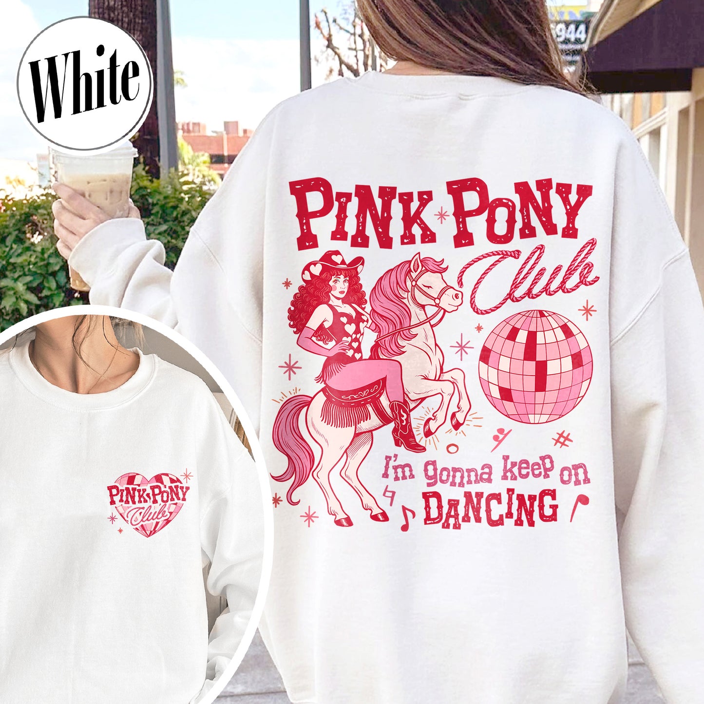 Pink Pony Club Sweatshirt, I'm Gonna Keep On Dancing Sweatshirt, Sapphic Lesbian Pride Music Sweatshirt, LGBTQ Concert Sweatshirt
