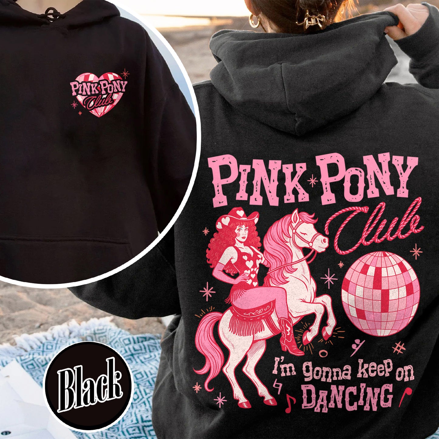 Pink Pony Club Hoodie, I'm Gonna Keep On Dancing Hoodie, Sapphic Lesbian Pride Music Hoodie, LGBTQ Concert Hoodie