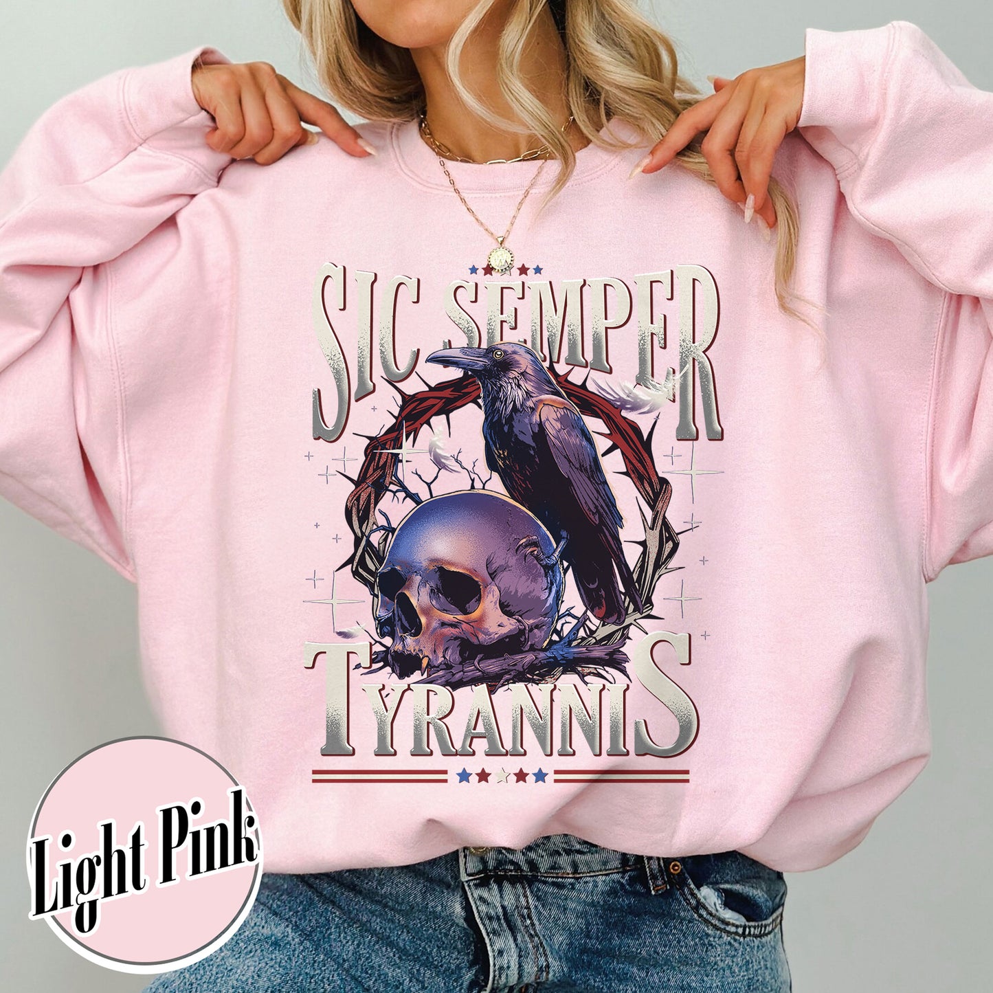 Political Activism Sweatshirt, Sic Semper Tyrannis & Raven Sweatshirt, Patriotic Republican Sweatshirt
