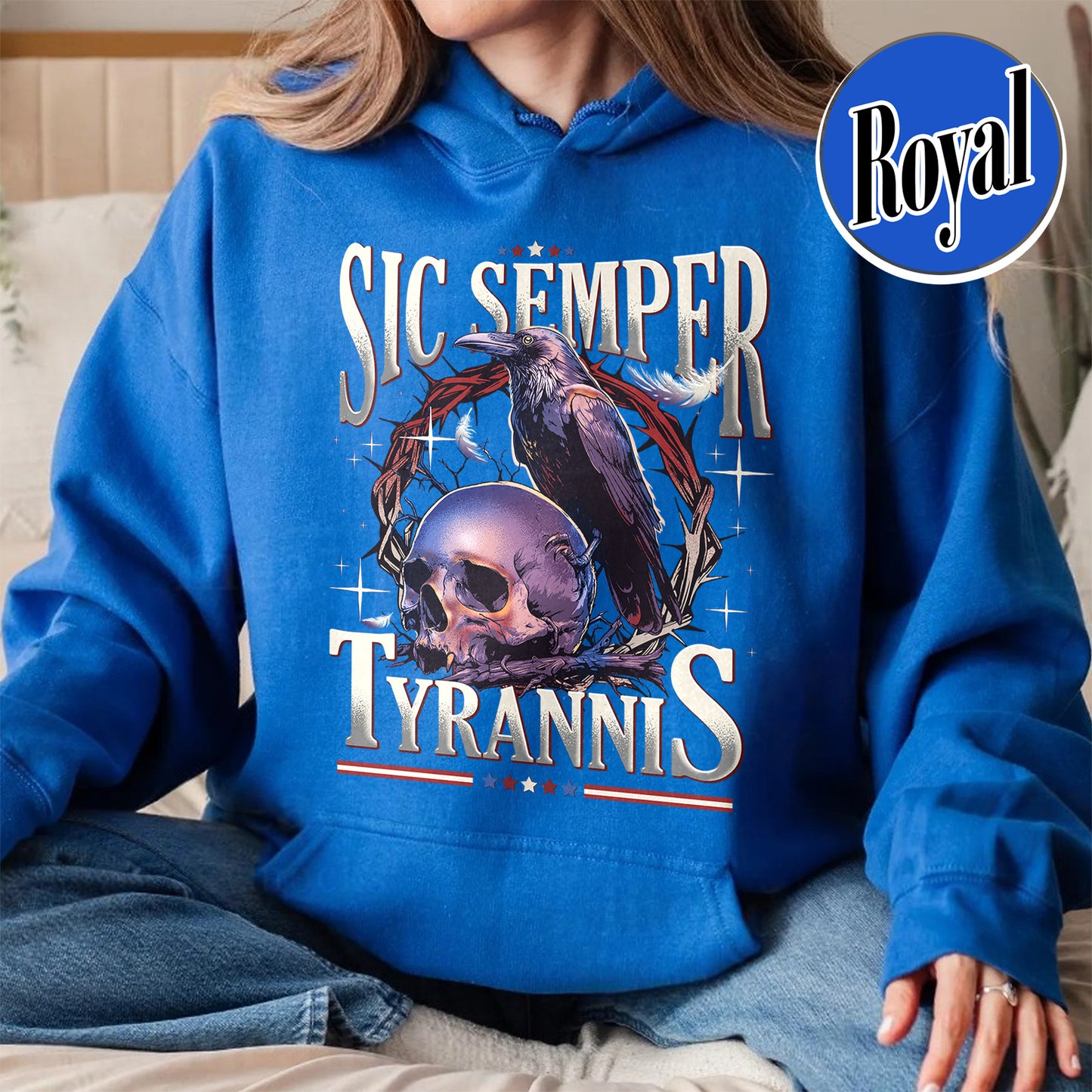 Political Activism Hoodie, Sic Semper Tyrannis & Raven Hoodie, Patriotic Republican Hoodie