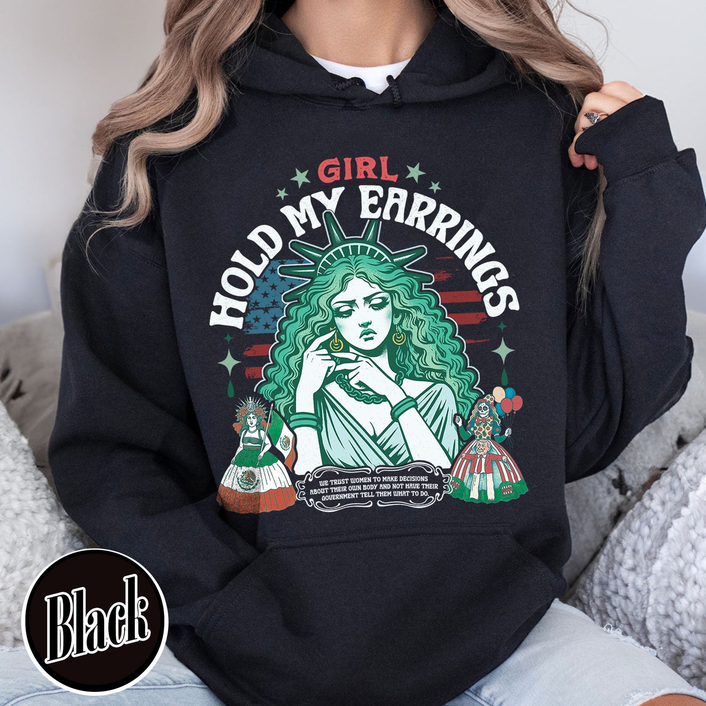 Political Hoodie,Girl Hold My Earrings Hoodie,Political Activism Hoodie,Save Public Lands