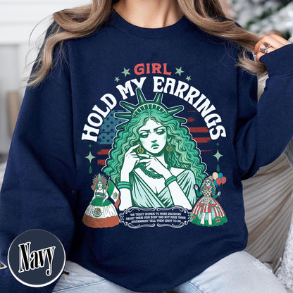 Political Sweatshirt,Girl Hold My Earrings Sweatshirt,Political Activism Sweatshirt,Save Public Lands