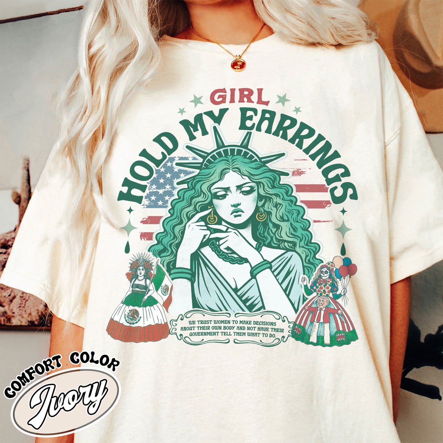 Political Comfort Colors Shirt,Girl Hold My Earrings shirt,Political Activism Tee,Save Public Lands