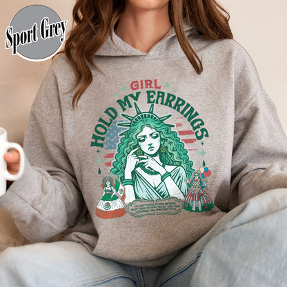 Political Hoodie,Girl Hold My Earrings Hoodie,Political Activism Hoodie,Save Public Lands