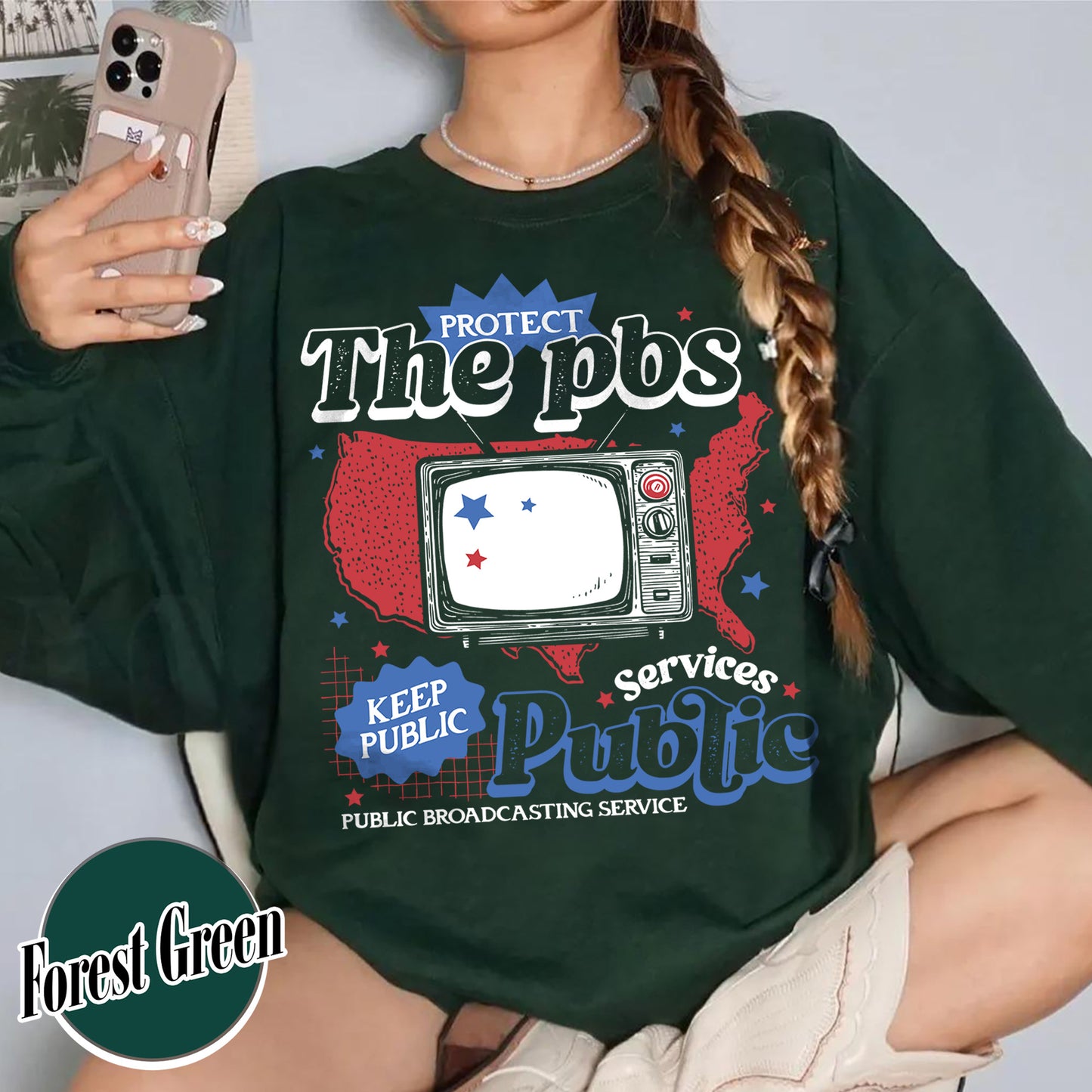 Political Protest Sweatshirt, Protect Public Broadcasting Local TV Sweatshirt, Support National Public Radio Sweatshirt