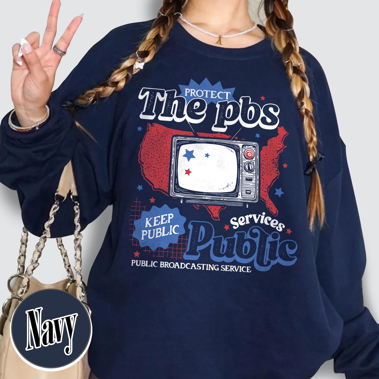 Political Protest Sweatshirt, Protect Public Broadcasting Local TV Sweatshirt, Support National Public Radio Sweatshirt