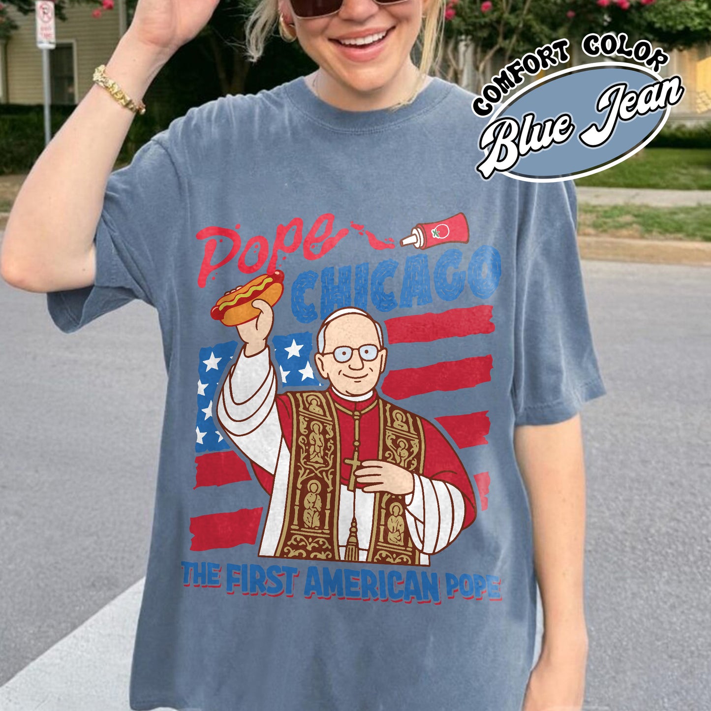 Pope Chicago Comfort Colors Shirt, Pope Robert Prevost Shirt,Religious Tee,Pope Shirt, Jesus T-Shirt Gift