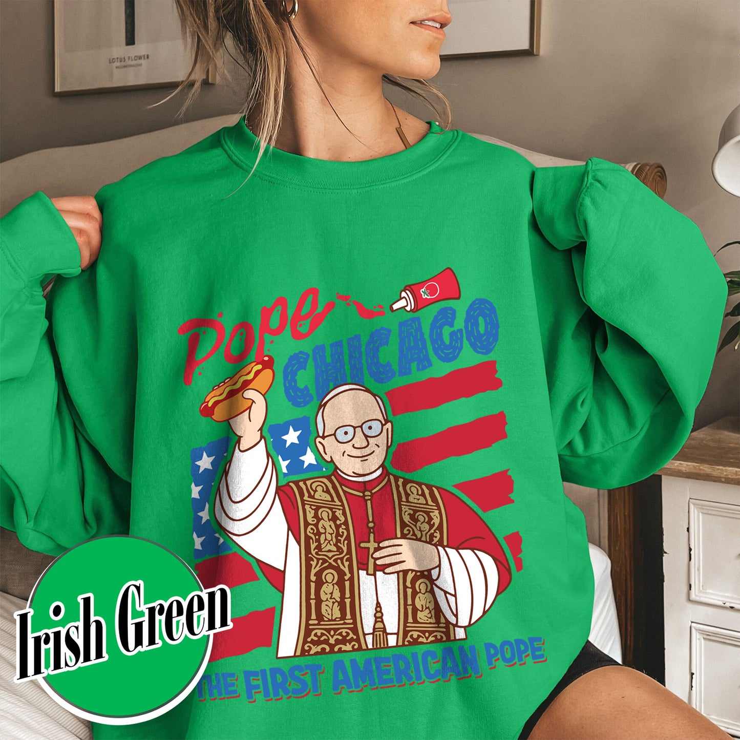 Pope Chicago Sweatshirt, Pope Robert Prevost Sweatshirt,Religious Sweatshirt,Pope Sweatshirt, Jesus Sweatshirt Gift