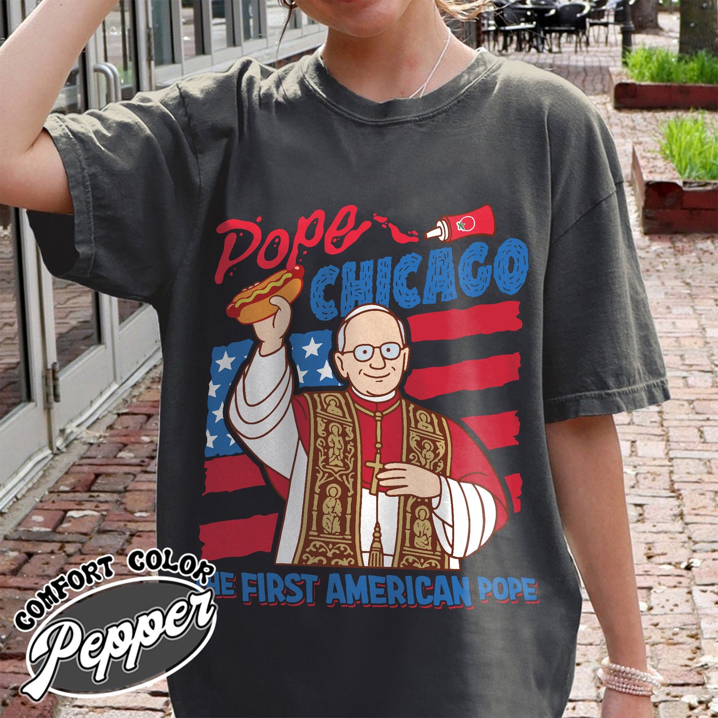 Pope Chicago Comfort Colors Shirt, Pope Robert Prevost Shirt,Religious Tee,Pope Shirt, Jesus T-Shirt Gift