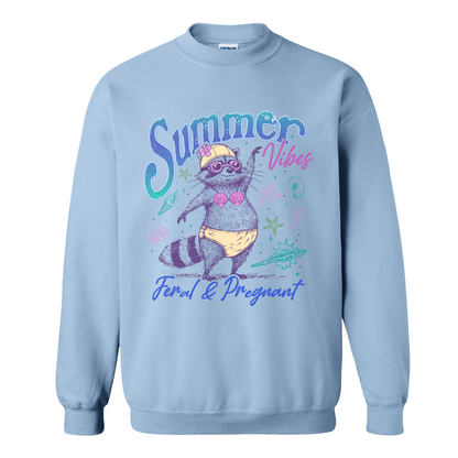 Pregnancy Girl Summer Sweatshirt,Feral And Pregnant Don't Touch Me Sweatshirt, Feral Raccoon Sweatshirt