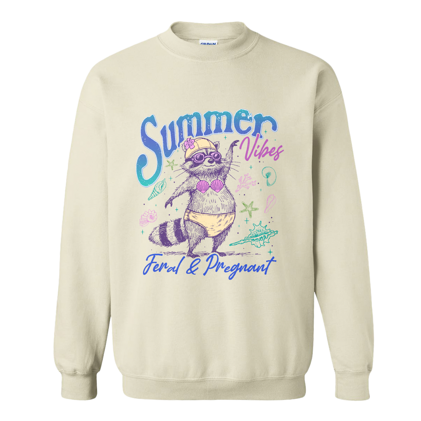 Pregnancy Girl Summer Sweatshirt,Feral And Pregnant Don't Touch Me Sweatshirt, Feral Raccoon Sweatshirt
