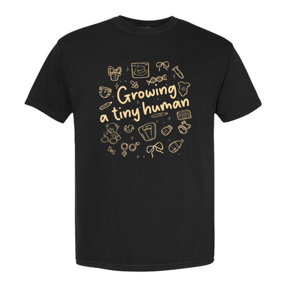 Pregnancy Announcement Comfort Color Shirt, Growing a Tiny Human Shirt, Baby Reveal Maternity Shirt