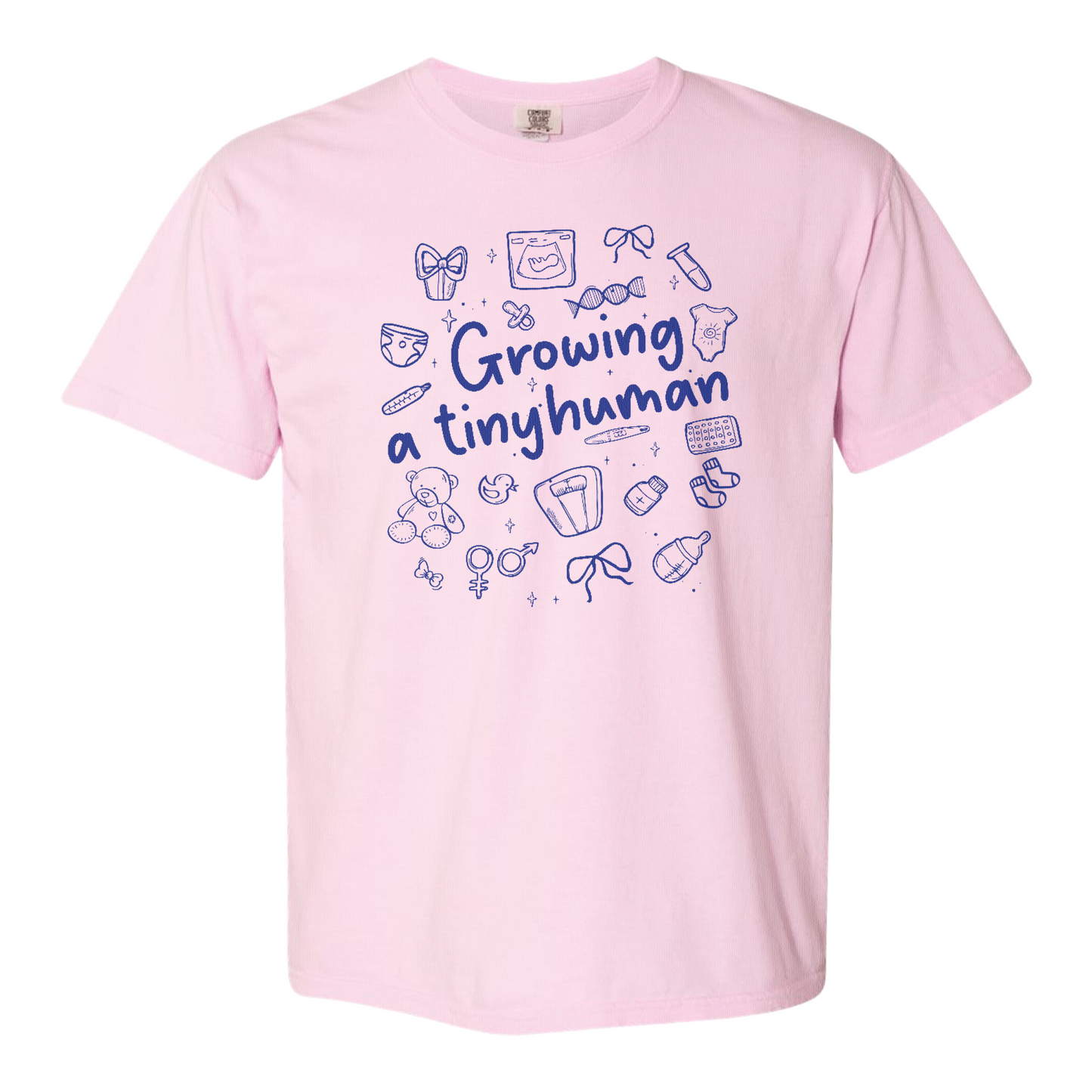 Pregnancy Announcement Comfort Color Shirt, Growing a Tiny Human Shirt, Baby Reveal Maternity Shirt