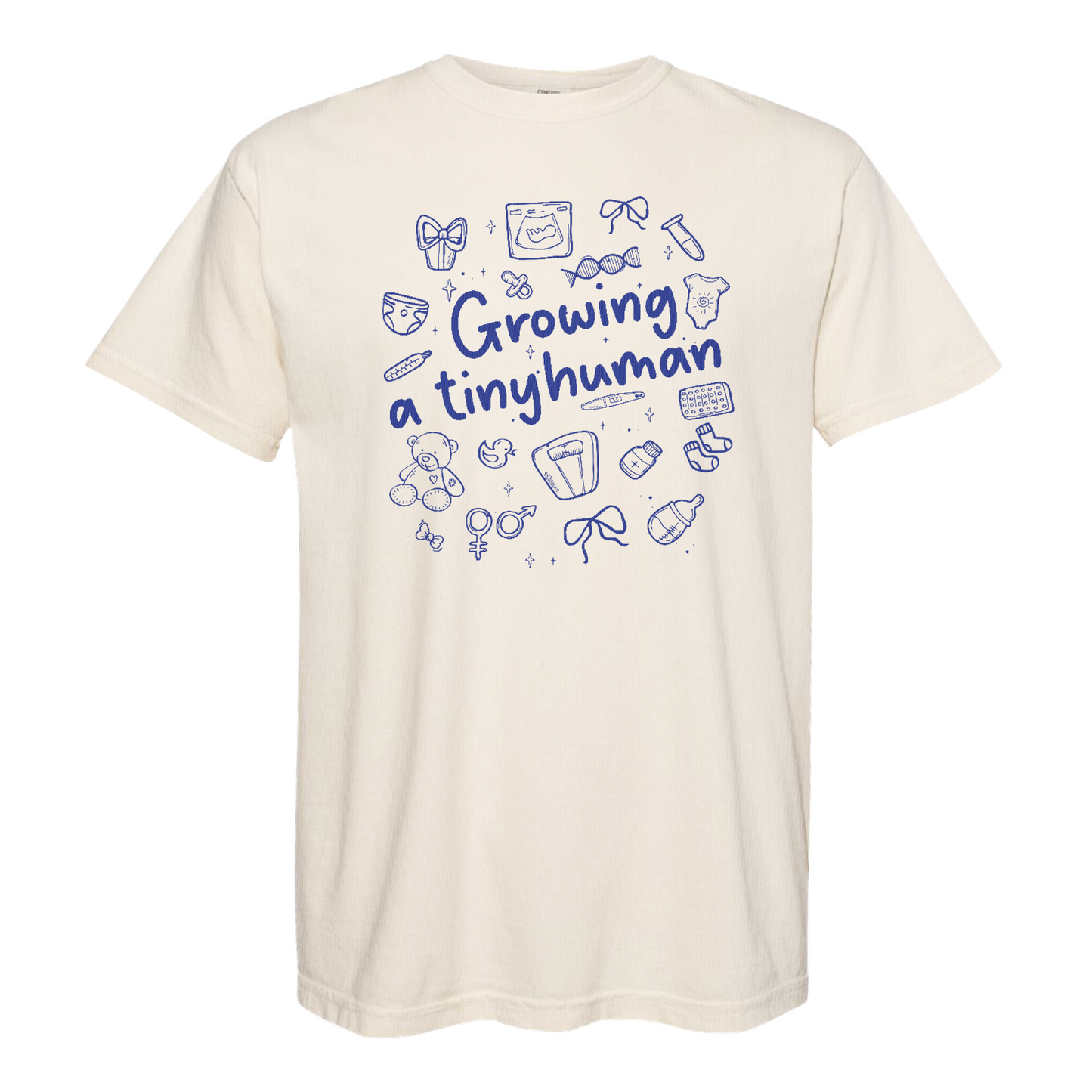 Pregnancy Announcement Comfort Color Shirt, Growing a Tiny Human Shirt, Baby Reveal Maternity Shirt