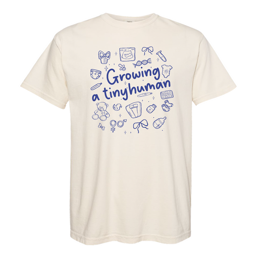 Pregnancy Announcement Comfort Color Shirt, Growing a Tiny Human Shirt, Baby Reveal Maternity Shirt