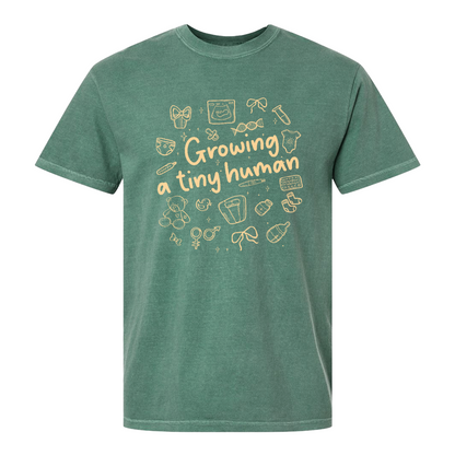 Pregnancy Announcement Comfort Color Shirt, Growing a Tiny Human Shirt, Baby Reveal Maternity Shirt