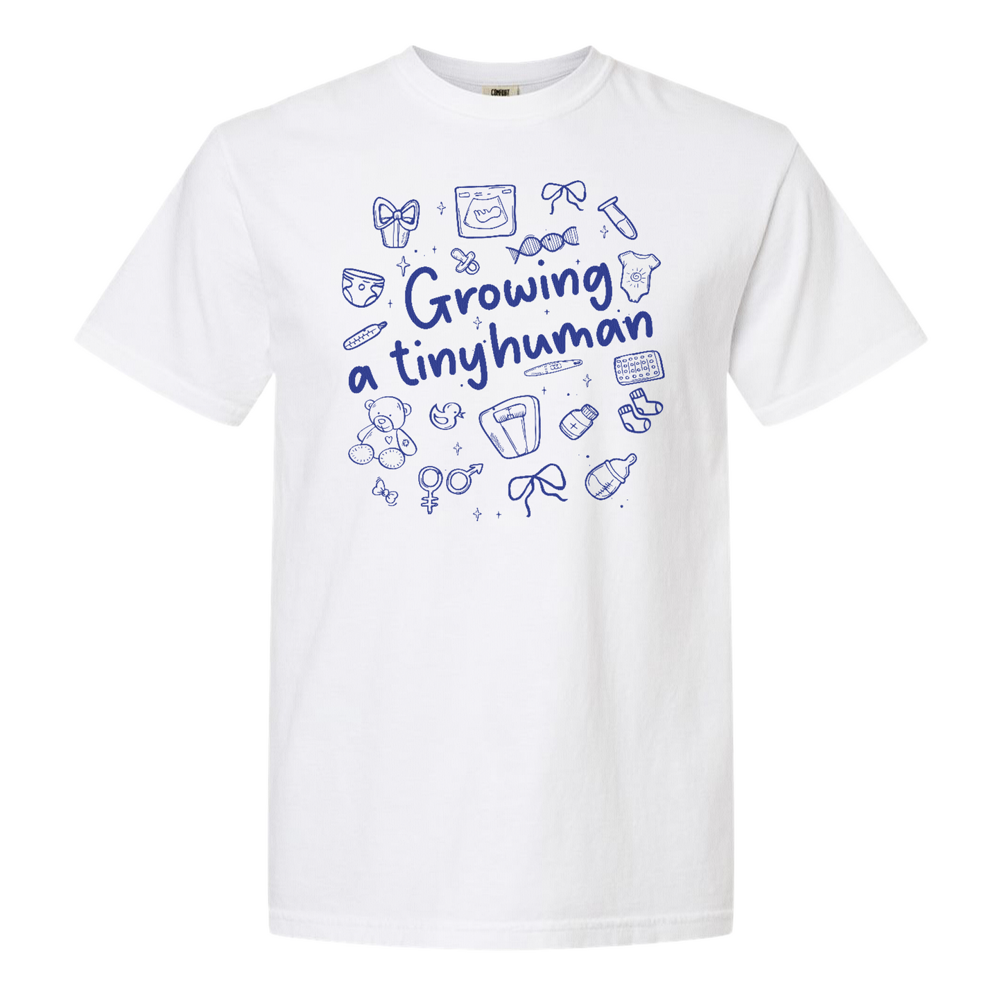 Pregnancy Announcement Comfort Color Shirt, Growing a Tiny Human Shirt, Baby Reveal Maternity Shirt