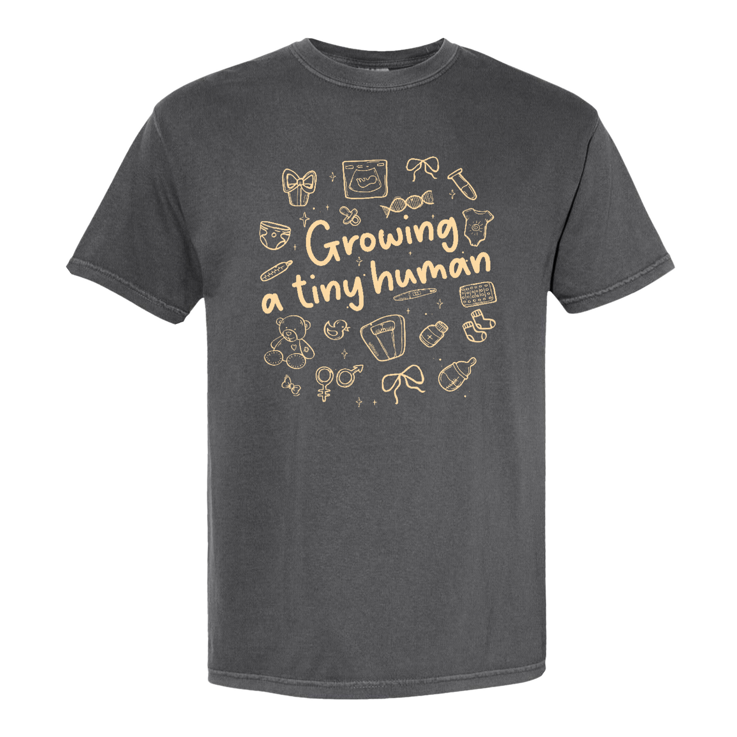 Pregnancy Announcement Comfort Color Shirt, Growing a Tiny Human Shirt, Baby Reveal Maternity Shirt